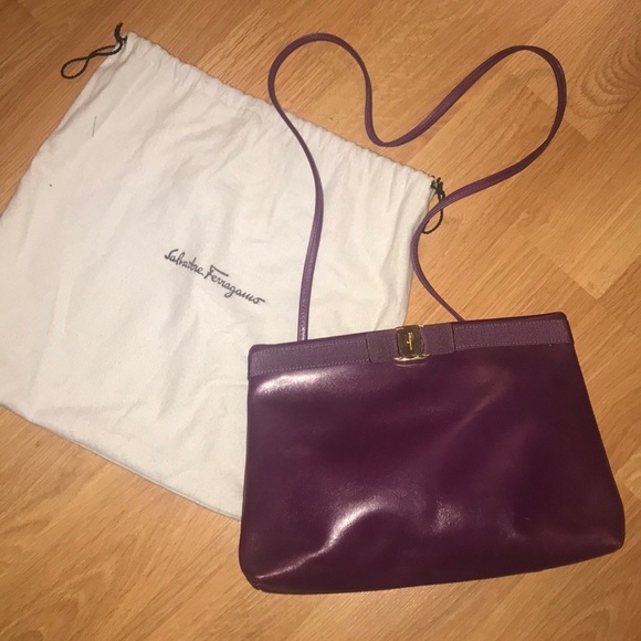 Salvatore Ferragamo Handbags - SALVATORE FERRAGAMO Vara purple leather bag!!RARE